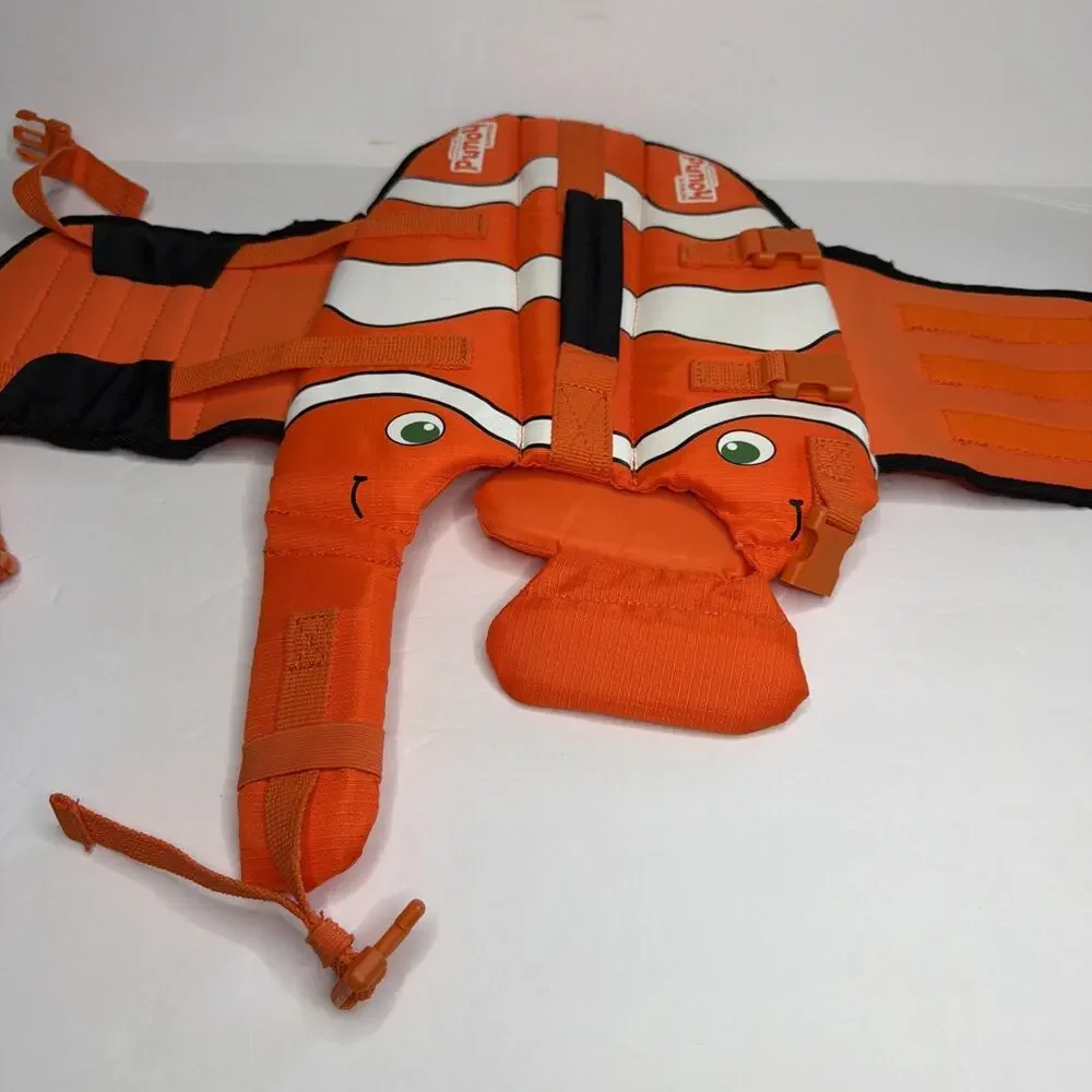 Outward Hound Neoprene Clown Fish Small Dog Life Jacket Swimmer Orange Handle - Picture 10 of 11